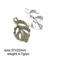 20pcs 37*22mm Vintage Tibetan Silver/Bronze Alloy Leaf Charms Pendant Fit For DIY Bracelet Necklace 2024 - buy cheap