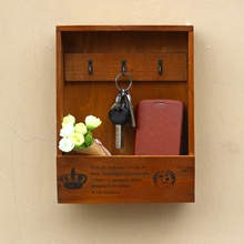 Caixas de madeira artesanal organizador de carga caixa de armazenamento simples pequena chave pendurado titular de armazenamento organizador do telefone prateleira madeira rack 2024 - compre barato