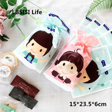 LBSISI Life 50pcs Plastic Drawstring Bag Girl Boy Children Birthday Cookie Snack Candy Bag New Born Party Decor Gift Bags 2024 - buy cheap