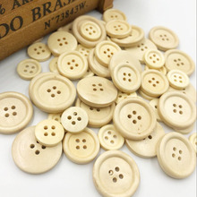 Botones de madera mezclados, accesorios de costura redondos de Color Natural, 4 agujeros, 50 Uds., WB534 2024 - compra barato