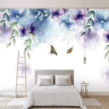 wellyu Custom wallpaper 3D wallpainting Nordic modern minimalist hand-painted retro watercolor flower TV background wall paper 2024 - buy cheap