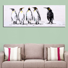 Pintura al óleo de pingüino pintado a mano, cuadro de Arte de lienzo decorativo de pared de Animal moderno para sala de estar, decoración del hogar, arte de pared 2024 - compra barato
