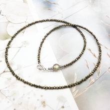 Liiji 925 prata esterlina gargantilha colar pyrite labradorite 6mm brilhando colar para homem ou mulher jóias presente 2024 - compre barato