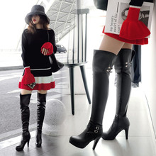 PXELENA Sexy Women Over The Knee Boots Stiletto High Heels European Buckle Nightclub Dance Party Date Thigh High Boots Lady Shoe 2024 - buy cheap