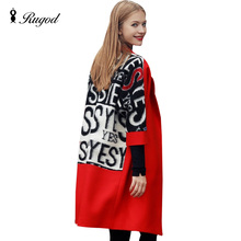 Rugod 2020 Autumn Winter Fashion Women Coat Jacket Long Sleeve Medium Long High Quality Wool Coats Chic Warm Woolen Outwear 2024 - buy cheap