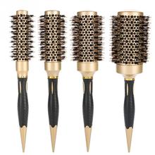 Portable 4 Sizes Hair Brush Comb Round Anti-static Curly Brush Natural Bristle Aluminum Handle Hair Styling Comb Hairdress 2024 - buy cheap
