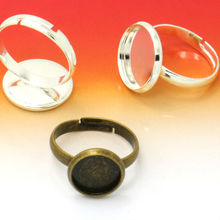 10 peças anel ajustável de bronze revestido em 2 cores em branco/base, ajustável 12/14/16/18/20mm cabochões de vidro, botões; aro de anel 2024 - compre barato