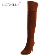 Lsewilly-Botas por encima de la rodilla de tacón alto para mujer, botas de Caballero de tacón fino, aterciopeladas, para club nocturno, Pole Dancing, E09, 2018 2024 - compra barato