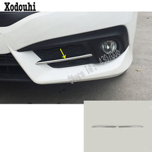 High Quality Car Cover ABS Chrome Front Head Fog Light Lamp Trim Strip Parts 2pcs For Honda Civic 10th Sedan 2016 2017 2018 2019 2024 - buy cheap