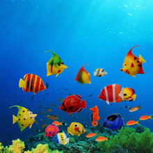10/pces plástico falso peixe flutuante peixes artificiais pequenos peixes tropicais simulação vívida paisagem ornamento de aquário decoração 2024 - compre barato