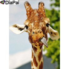 Diapai pintura "animal girafa" 5d bricolagem, pintura diamante redondo ponto cruz bordado artesanal arte em strass a25751 2024 - compre barato