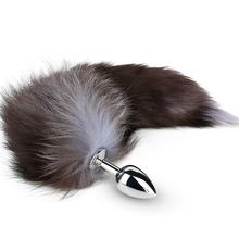 Small size Fox Tail lavender purple and black Anal Plug Metal butt Adult Toy sex product For Men Women 2024 - buy cheap