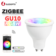 Rgb gu10 точечный свет, rgbw rgb cct gu10 прожектор zigbee zll 5 Вт AC100-240V светодиодный контроллер приложения работает с Amazon Echo plus led 2024 - купить недорого