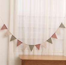 1 set Mini Wavy Bunting Banners Burlap Jute Flags Christmas Xmas rusti Wedding Holiday Party Hanging Decoration vintage decor 2024 - buy cheap