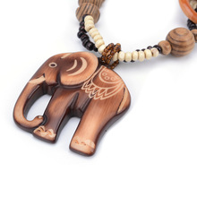 Boho Ethnic Jewelry Long Hand Made Bead Elephant Pendant Long Wood Necklace For Women Bijoux Gifts Valentine's Day present 2024 - buy cheap
