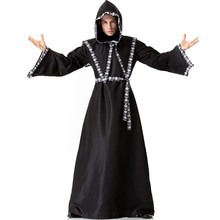 Disfraces de Halloween para hombres adultos, Brujo gótico, traje europeo religioso, uniforme de sacerdote, disfraz de Cosplay elegante 2024 - compra barato