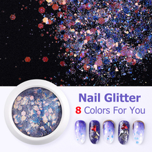 1 caixa de unhas sereia glitter flocos sparkly 3d hexágono colorido lantejoulas spangles polonês manicure unhas decorações da arte 2024 - compre barato