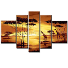 Top Artist Handmade High Quality Modern Wall Art Oil Painting on Canvas Beautiful Golden African Landscape Oil Painting 2024 - buy cheap