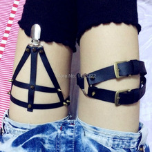 New Sexy Handmade Harajuku Punk Goth Rock Studded Rivet Triangle Leather Leg Garter Belt Loops 2024 - buy cheap