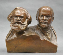 Cobre latón chino artesanías asiático 6 "elaborado gran Comunista Marx y Lenin busto estatua de latón escultura 2024 - compra barato