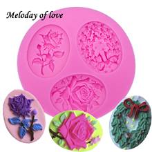 Rose shape Resin Clay Soap Mold Wreath flower Cake silicone mold Fondant cake decorating tools DIY Candy Chocolate Moulds T0039 2024 - buy cheap
