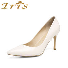 IRIS Shoes Woman High Heels Wedding Pumps Genuine Leather Pointed Toe Stilettos Fashion Elegant Office Career Women Shoes 2018 2024 - buy cheap