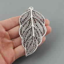 2PCS Antique Large Hollow Filigree Leaves Leaf Charms Pendants for Necklace Making Jewelry Findings 95x46mm 2024 - buy cheap