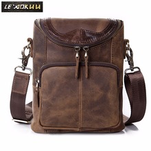 Leather Men Multifunction Casual Fashion Shoulder Messenger Bag Designer Mochila Waist Belt Pack 8" Tablet Bag Pouch 611-74d 2024 - buy cheap