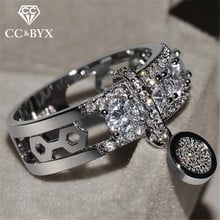 CC-anillos de circonia cúbica para mujer, joyería Vintage, piedra redonda, anillo nupcial de compromiso, envío directo, CC2283 2024 - compra barato