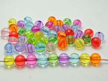 Contas redondas acrílicas transparentes e coloridas 200 miçangas de esferas macias 8mm 2024 - compre barato