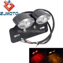 Luz trasera LED de doble ojo de gato para motocicleta, lámpara de freno con señales de giro y número, para Honda, Yamaha y Suzuki 2024 - compra barato