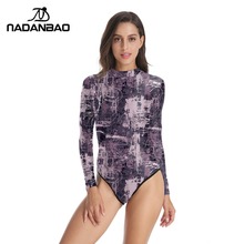 Bañador estampado de Graffiti Retro para mujer, ropa de baño de manga suelta con cremallera, bañador de una pieza, B120-017, gran oferta 2024 - compra barato