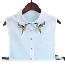 Women Shirt Fake Collar Tie Fashion Heavy Bird Embroidery Crystal Sewing Detachable Collar False Collar Lapel Blouse Top 2024 - buy cheap