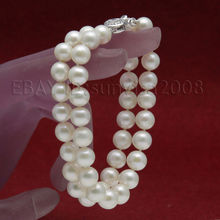 Nobility Woman's Jewelry AAA Lovely 2 Rows 9-10mm White Fresh Water Akoya Pearls Bracelets 7.5-7.8" Grade $ Luxury Girls-jewelry 2024 - buy cheap