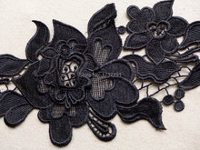 Black Venise Rose Trim, Bridal Wedding Lace Trim, Gorgeous Rose Lace Trim, Black Lace Applique 3 Yards 2024 - buy cheap