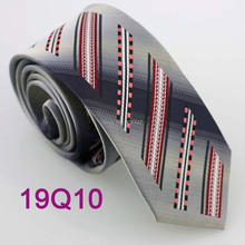 YIBEI Coachella ties Men's Ties SKINNY Tie New Design Border Silver Gray With Coral Red Stripes Jacquard Necktie SLIM Tie 2024 - buy cheap