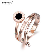 Bobotuu anel de zircônia cúbica número romano, joias cor ouro rosa, casamento para mulheres br18008 2024 - compre barato