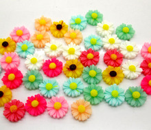 LF 50Pcs Resin Flower 11x11mm Decoration Crafts Flatback Cabochon Embellishments For Scrapbooking Kawaii Cute Diy Accessories 2024 - buy cheap