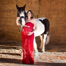 Vestido largo de encaje para sesión de fotos de mujeres embarazadas, maxivestido de maternidad de tubo, cinturón combinado, vestido de fiesta de noche, accesorios de fotografía 2024 - compra barato