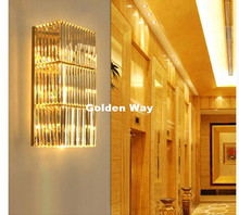 Free Shipping Golden/Chrome W20cm H50cm Wall Lamp  Wall Sconce Bedside Living Room Wall Light K9 Clear Crystal Home Decoration 2024 - buy cheap