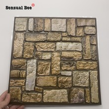 3D Retro Brick Stone Pattern Emboss Tiles Wall Sticker Removed Waterproof Wallpaper For Bathroom Waist Line Tile PVC Art Mural 2024 - buy cheap