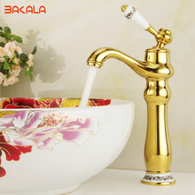 BAKALA Bathroom Golden Faucet Sink Tall Tap Bathroom Single Handle Single Hole Brass Water Mixer B-1089M/B-1091M 2024 - buy cheap