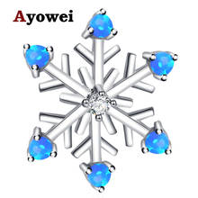 Ayowei Annivesary gift Wholesale Retail flower design Blue Fire Opal stamp Silver Necklace Pendants Fashion jewelry OP731A 2024 - buy cheap