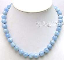 Big 11mm Perfect Round Blue Natural High quality Stone 18" necklace &10mm Stering Silver S925 clasp-nec5672 2024 - buy cheap