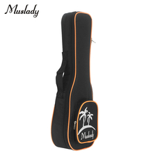 Muslady 21 Inch Soprano Ukulele Bag Uke Ukelele Zippered Case with Adjustable Single Shoulder Strap Black Coconut Tree Pattern 2024 - buy cheap