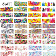 48Sheets Flower/Leopard/Fantasy Nail Art Water Transfer Stickers Beauty Full Wraps Mixed Decals Sweet Manicure Decor LABN073-120 2024 - buy cheap