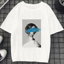 Camiseta Hipster Harajuku para mujer, remera con estampado de arte Simple Tumblr, playera suave informal blanca fresca para mujer 2019 2024 - compra barato