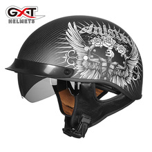 GXT-casco de motocicleta de media cara, protector reforzado de fibra de carbono, para carreras, chopper 2024 - compra barato
