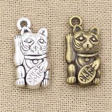 10pcs Charms Lucky Cat 23x11mm Antique charms,pendant fit,Vintage Tibetan Bronze Silver color,DIY For Bracelet Necklace 2024 - buy cheap