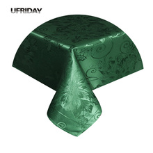 Toalha de mesa elegante do jacquard ufriday, toalha para mesa retangular verde e prateada de poliéster 2024 - compre barato